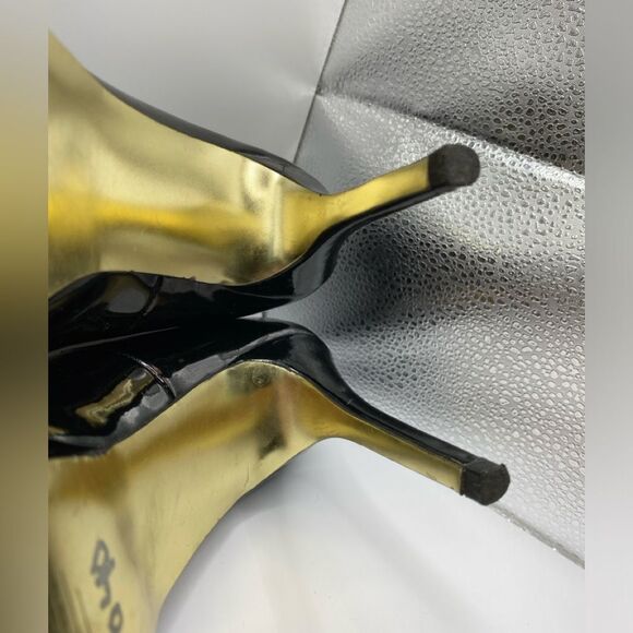 Steve Madden Women's Black Saane Platform Pumps Size 7 Gold Bottoms 4.5" Heel - Picture 6 of 8